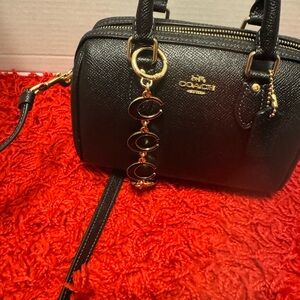 Coach Mini Rowan - Black With Gold Hardware with C Bag Charm